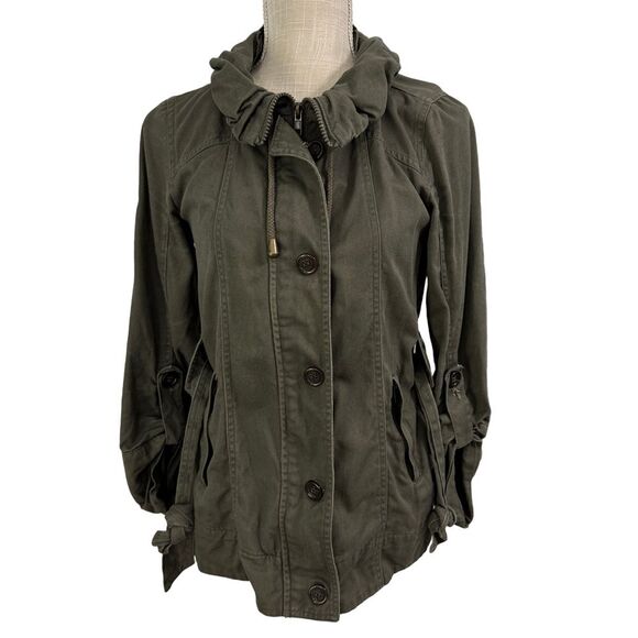 Ashley By 26 International Jackets & Blazers - Ashley 26 International Jacket Womens‎ S M Olive Green Military Utility Ruffle